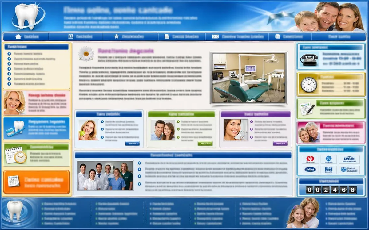 Web de una clínica dental antes del rediseño: diseño anticuado, texto apretado y sin espacio en blanco